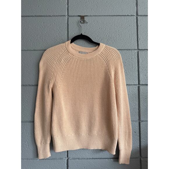 Women's J.Crew Crew Neck Cotton Fisherman Sweater in Cream size XS Quiet Luxury - Picture 3 of 5